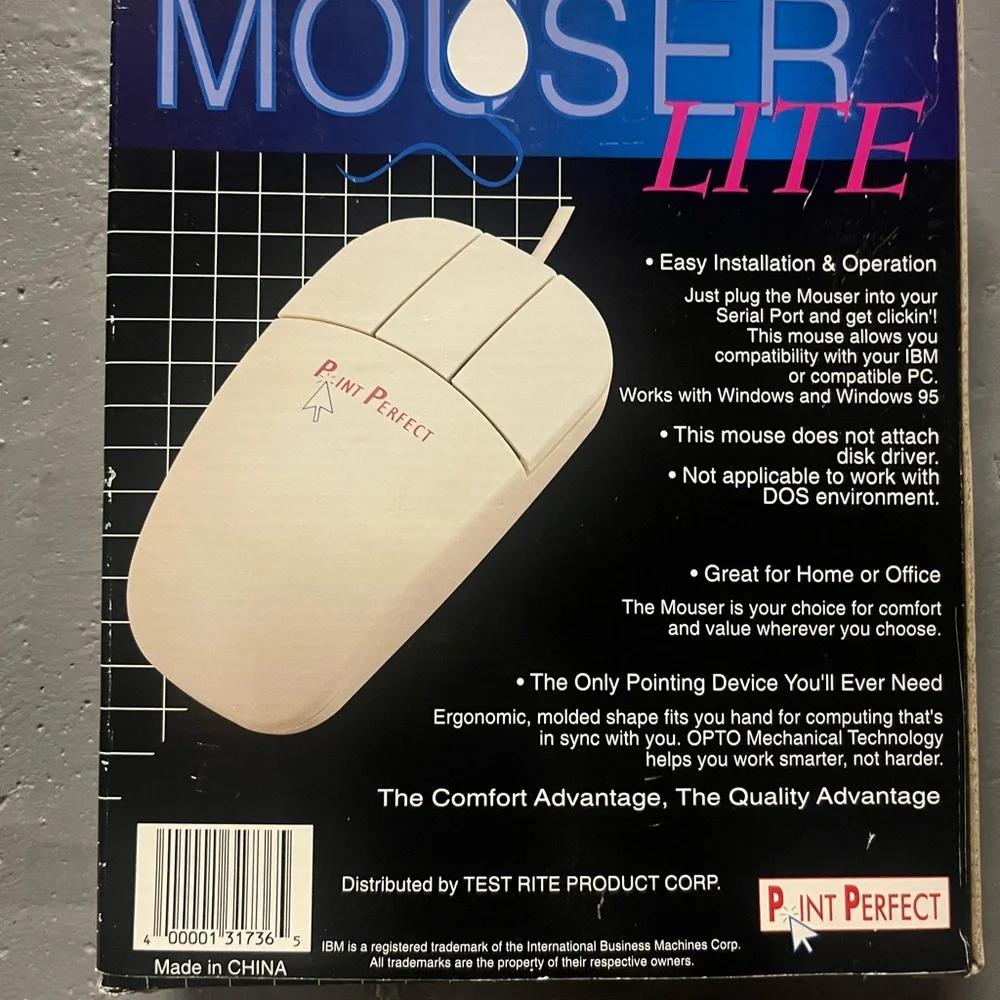 Point Perfect Mouser Lite 3 Button Serial PC Mouse